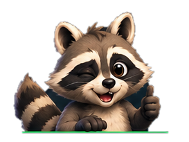 Freddy, the PropNook raccoon mascot